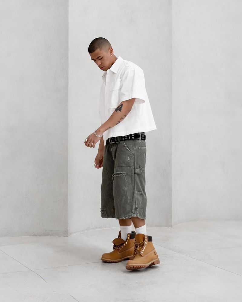 Herrenbekleidung Washed Denim Shorts Herren Retro Ripped Loose Shorts_voghion.com