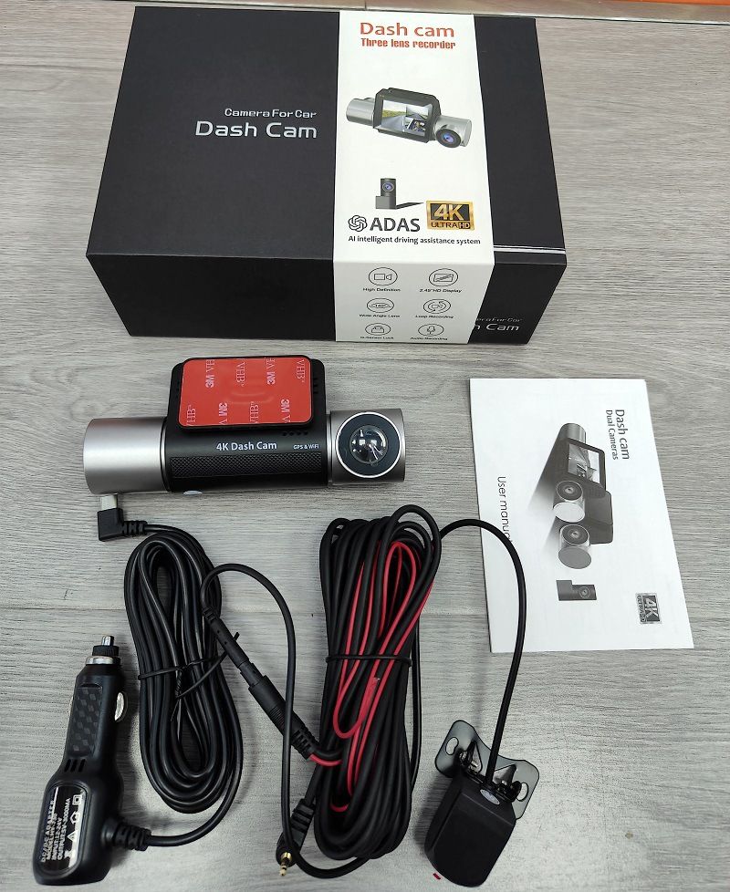 HD 3-Lens Touch Screen Front 2K+1080+1080 Mobile Interconnection With WiFi GPS ADAS Recorder_voghion.com