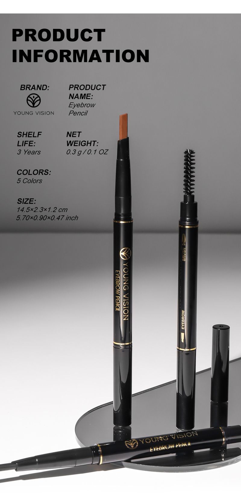 Eyebrow Enhancers Automatic Rotating Double Headed Triangle Eyebrow Pencil With Brush_voghion.com