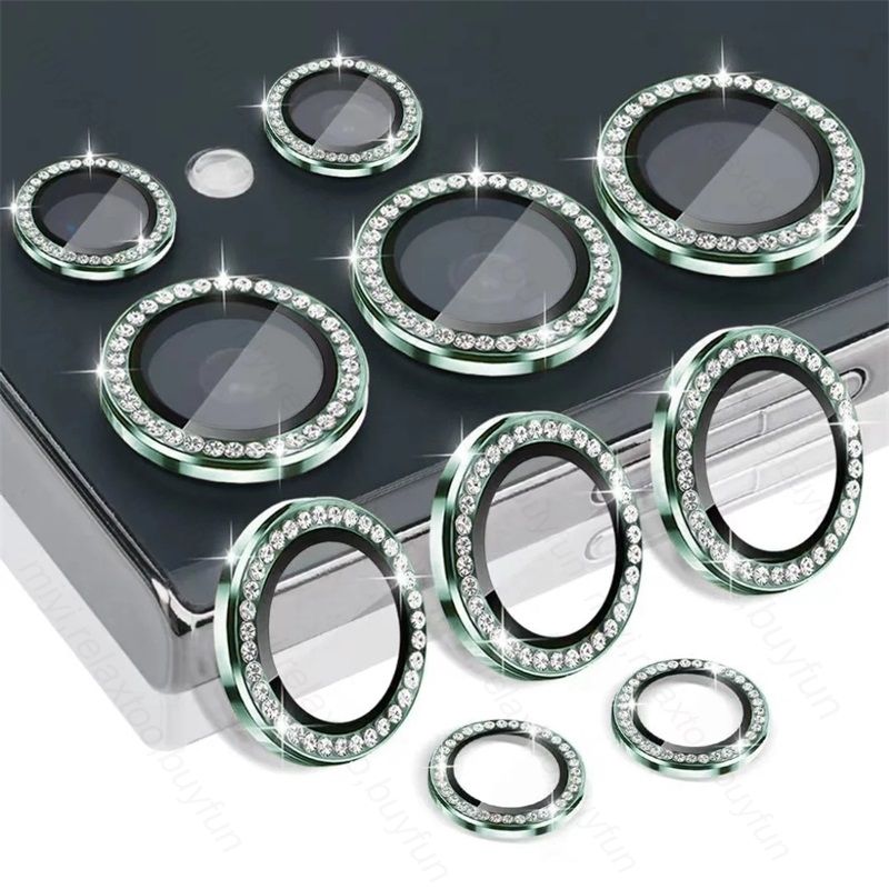 Inel protector pentru cameră din metal cu diamant 3D, pentru Samsung S25, S24 Plus, S23, S22 Ultra, S 23, 25, 5G HD, sticlă securizată, capac de lentilă din aliaj_voghion.com
