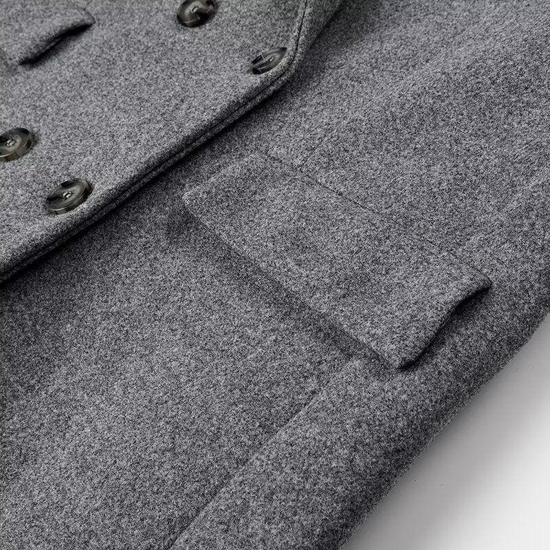 Novo casaco longo de tweed com botões femininos alongado_voghion.com