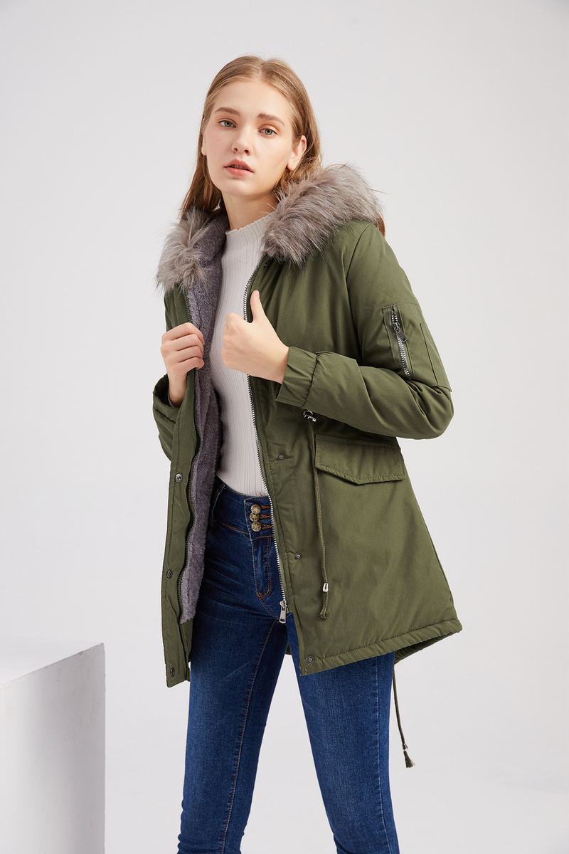 Women's parka cotton coat long hooded winter warm plus velvet coat plus cotton clothing_voghion.com
