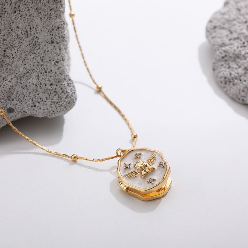 Collane smaltate con angelo carino in vendita calda per donne, collana con ciondolo placcato oro vintage, collana con clavicola e girocollo estetica da principessa._voghion.com
