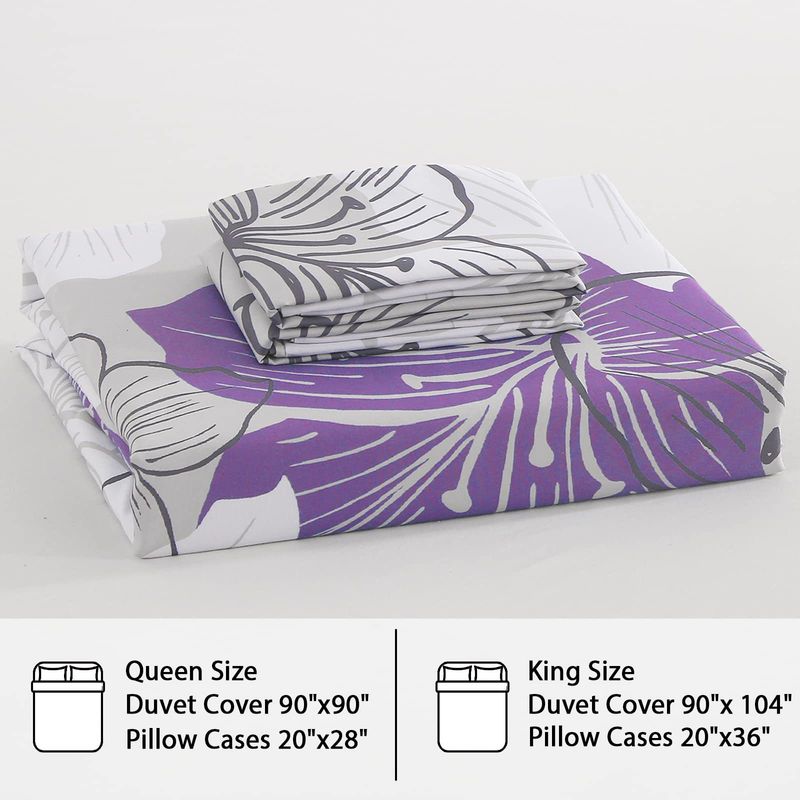 Set di biancheria da letto traspirante con motivo floreale in morbida fibra, tre pezzi, copripiumino e copripiumino._voghion.com