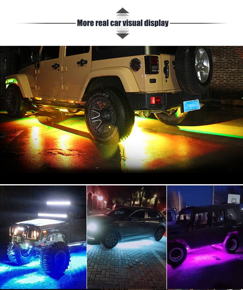Auto LED Bar Ambient Lamp 12V Onderverlichting RGB APP Bediening Auto Decoratie Sfeerverlichting Universeel_voghion.com