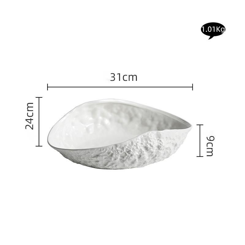 Rock Pattern Shell High-end Huishoudelijk Keramiek 2025 New Light Luxe Grote Gestoomde Vissoep Bord Hotel Servies_voghion.com
