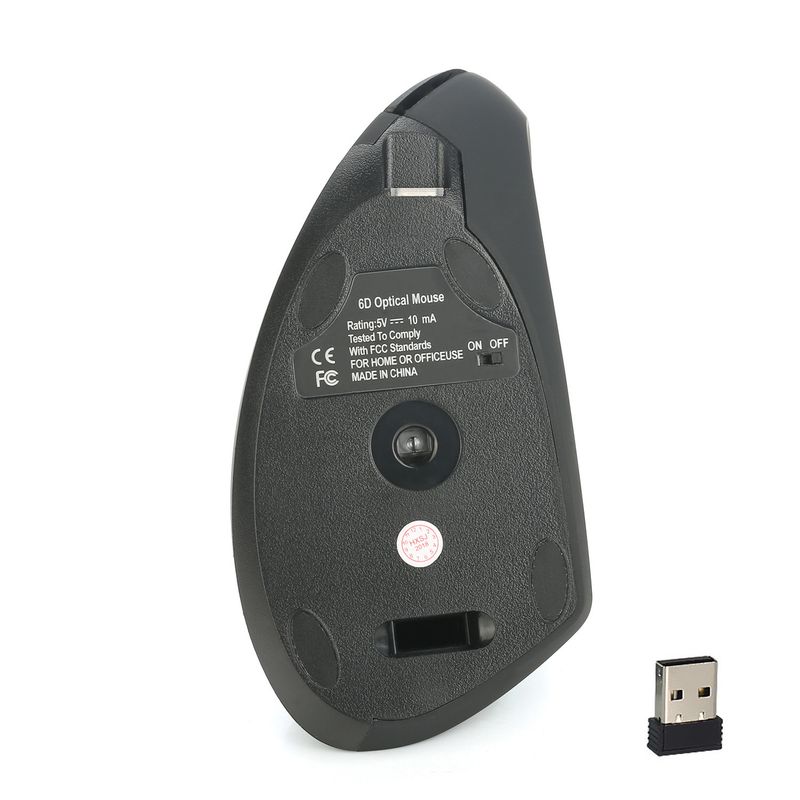 HXSJ Ergonomic Vertical Mouse With 2.4GHz Wireless, 2400DPI Adjustable, 6-Button Design, Comfort Fit For PC/Laptop_voghion.com
