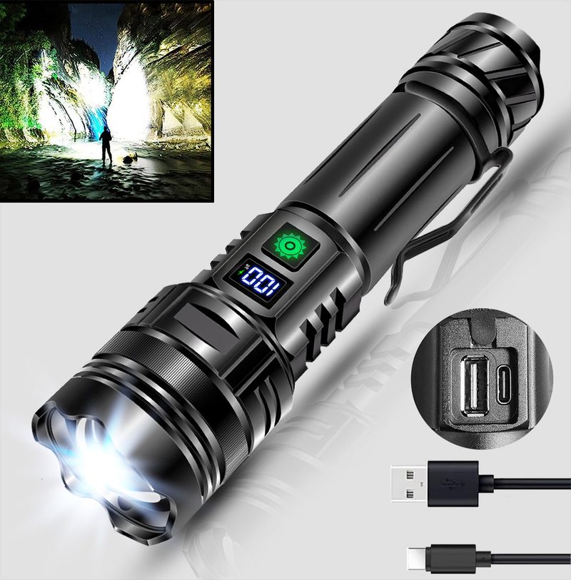 White Laser Patrol Outdoor Ultra-Bright Long-Range Zoom Portable Digital Power Bank Taschenlampe_voghion.com