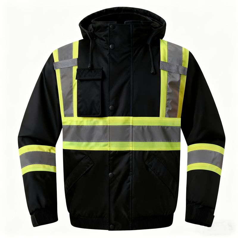 Bomber di sicurezza ad alta visibilità impermeabile e resistente PYOTROS per uomo e donna - Giacca da lavoro invernale con cerniera completa e riflettente_voghion.com