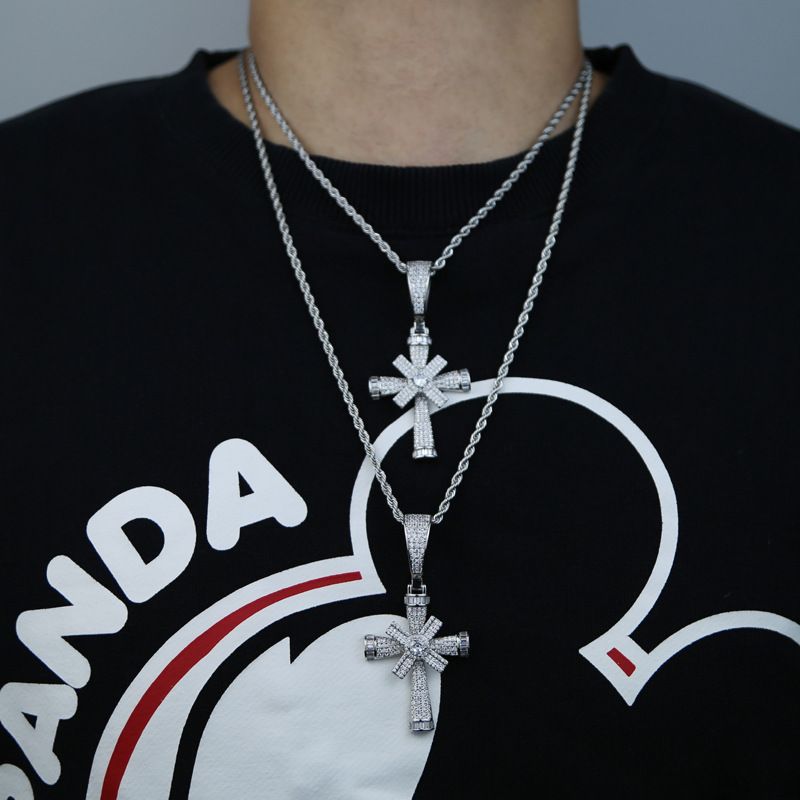 Herrenschmuck Kreuzanhänger Kann Drehen Rap Hip Hop Trend Hip Hop Halskette Schmuck_voghion.com