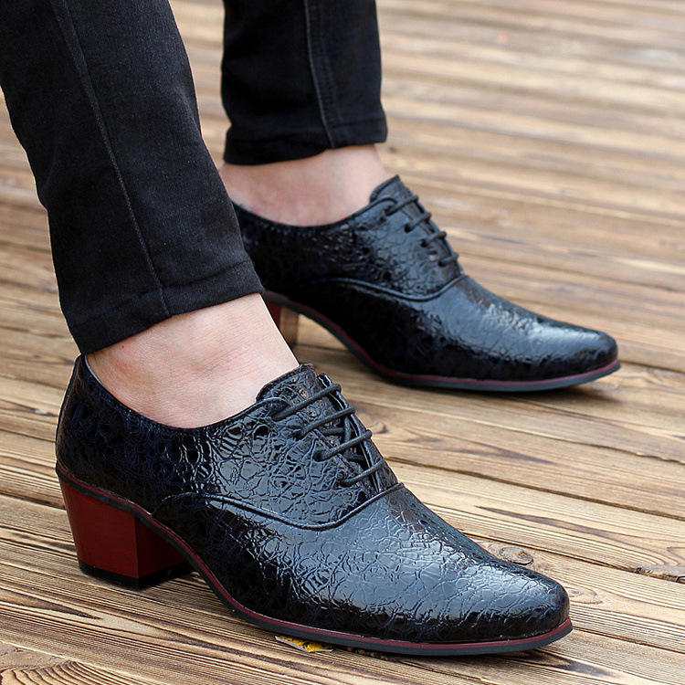 Herrenschuhe, mittelhoher Absatz, Spitze, Retro-Tanzschuhe, spitze, lässige Lederschuhe_voghion.com