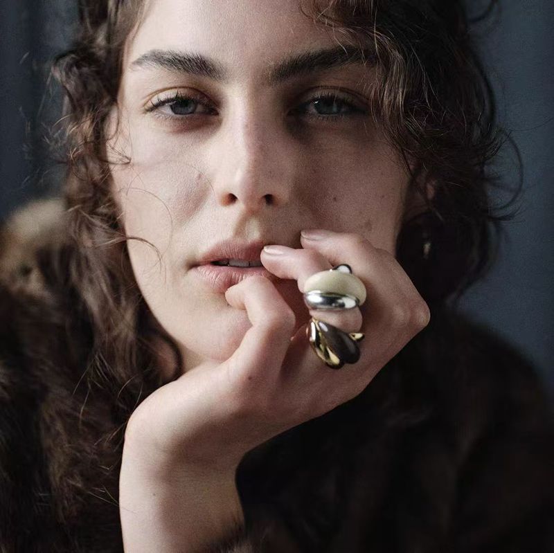 Fashionable High-end Metal Copper Plated Real Gold Contrasting Color Drop Glaze Open Ring, Personalized And Fashionable_voghion.com