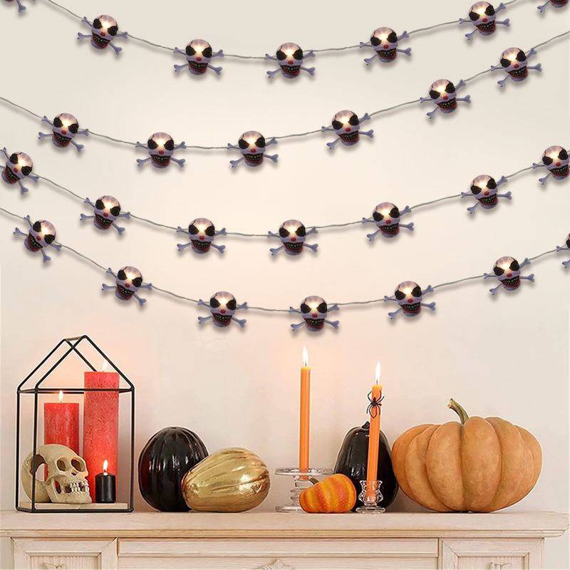 10-LED Skull String Lights For Halloween Party, Escape Room, Indoor Decor - Warm White Light, Battery Powered, Durable Plastic"_voghion.com