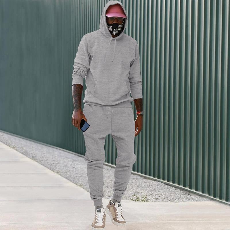 2024 Europese maat pluche trui met capuchon, sport-casual, stevige tweedelige losse sportkleding voor heren_voghion.com