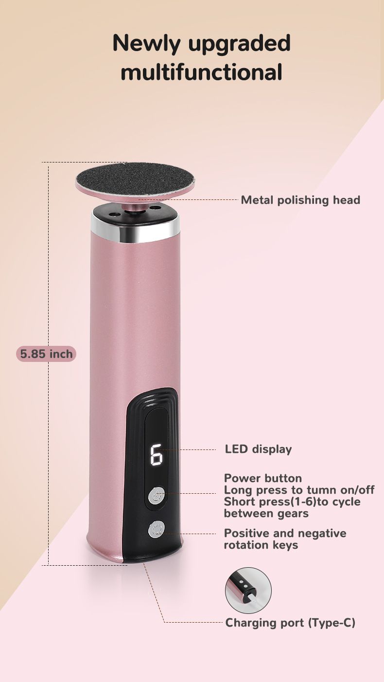New File Type-C Fast Charging Electric Foot Grinder 6-Level Adjustment Remove Dead Skin Calluses Without Hurting Feet_voghion.com