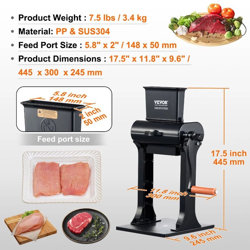 Manuale dello strumento operativo Tenerizer da cucina rapido 5.8 Duty Stainless Meat Commercial Easy Heavy Meat Machine And Tenerizer Steel_voghion.com