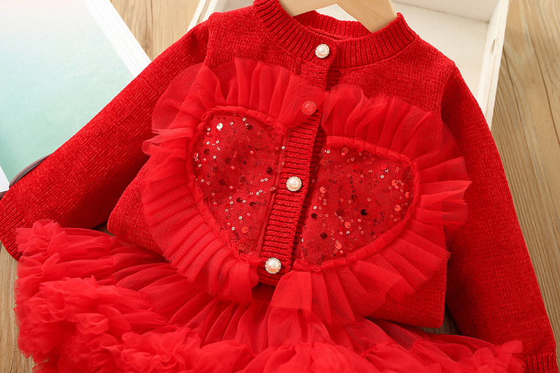 Niñas 2023 invierno nueva edición coreana occidental niña tutú vestido tejido de manga larga conjunto de falda para niños tendencia_voghion.com