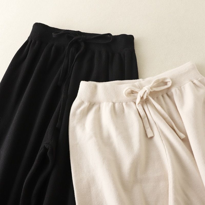 Women's fashion loose casual knitted nine point Harlan pants_voghion.com