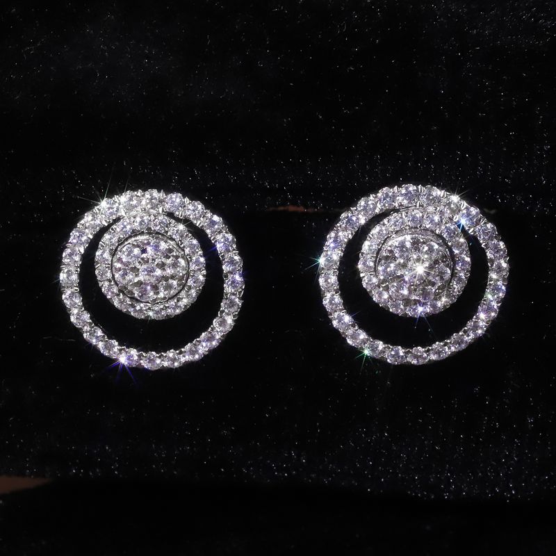Pendientes de diamantes cultivados con incrustaciones de oro de alta calidad, apilables, de lujo, con doble aro y círculo, en oro de 9, 10 y 14 k._voghion.com