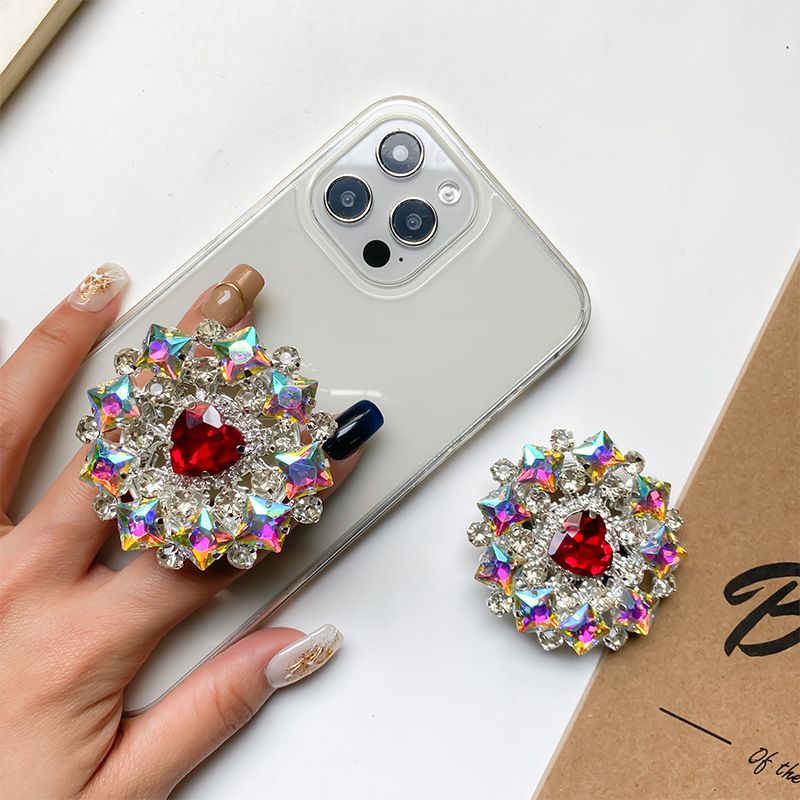 Rhinestone Phone Airbag Holder In Korean Instagram Style, Luxurious And Portable Desktop, Lazy Support, Air Cushion_voghion.com