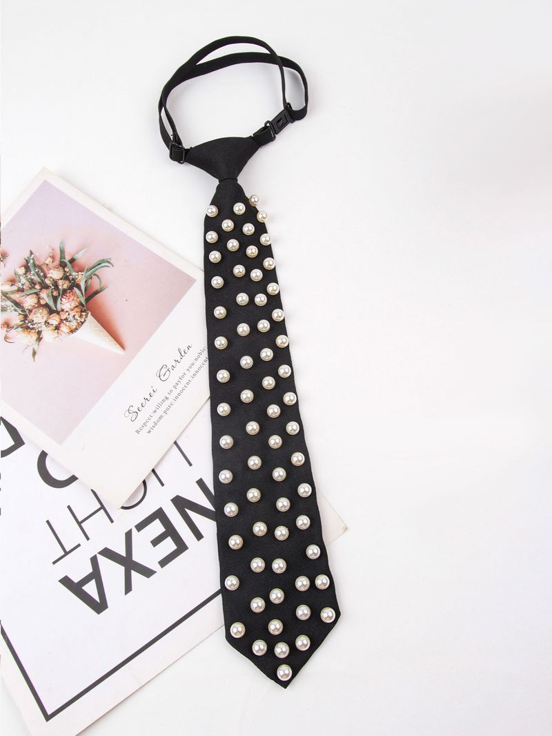 Papillon regolabile con strass neri di lusso leggero transfrontaliero, cravatta casual da donna all'ingrosso_voghion.com