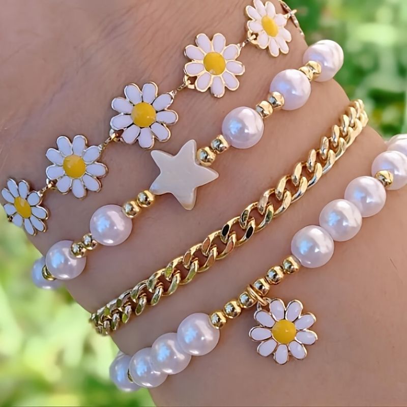Neues Bohemian Daisy Armband im ethnischen Stil mit geschichteten Herzperlen für Frauen_voghion.com