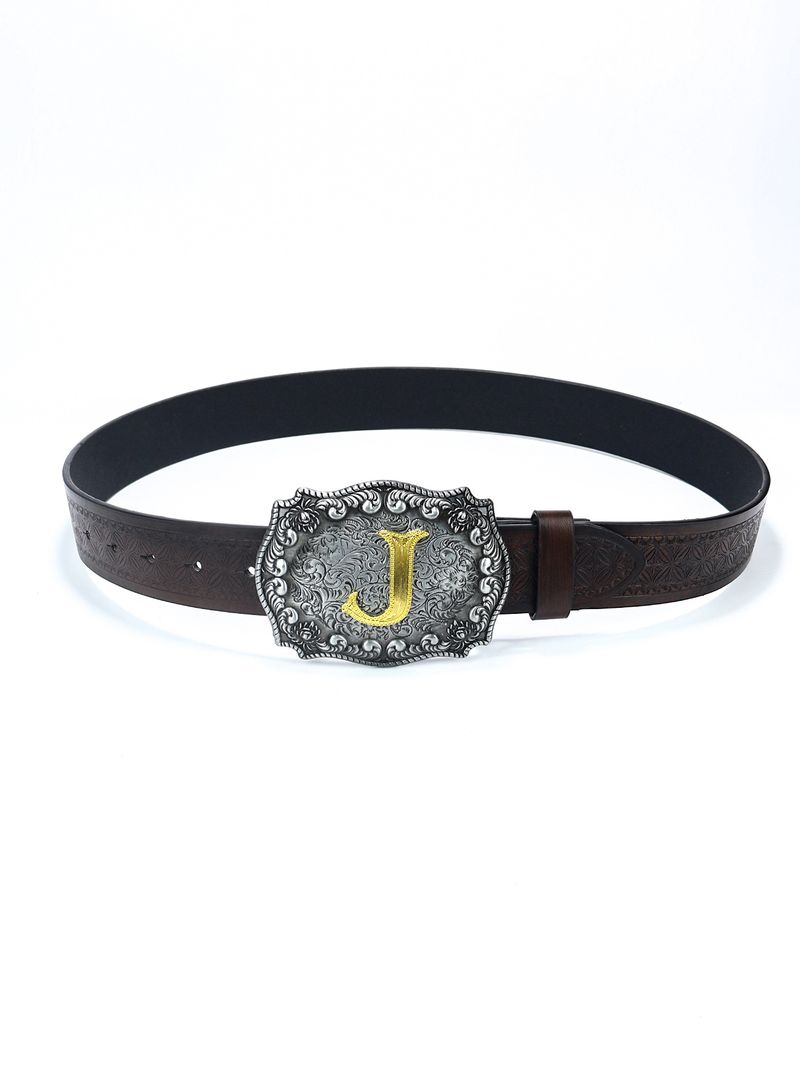 Meeste läänekauboi tähestikuga, suure plaadipandlaga, trendikas noorte retropunk-nahast vöö_voghion.com