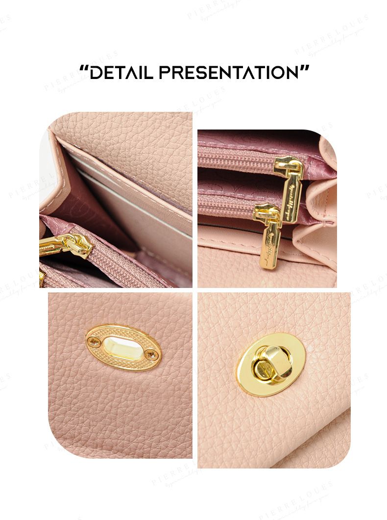 Long Women's Wallet With High-end Feel New Temperament Lychee Pattern Wallet Classic Lock Buckle Three Fold Wallet_voghion.com