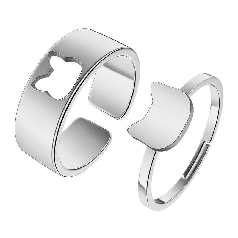 Heiße Verkäufe 2 Stück Katzenset Paare passende Ringe ihn für sie süßes Kätzchen Jubiläum zierliche Stapelring Paar Geschenk_voghion.com