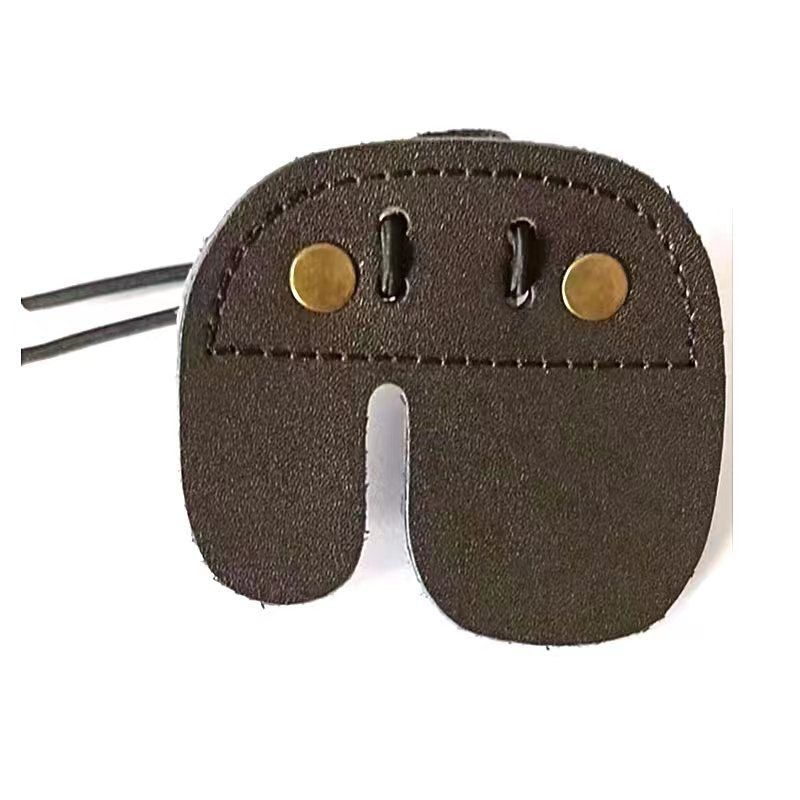 Dubbele bruine runderleren zwarte schaduw vingerbescherming voor het schieten met boog, traditionele recurve boog en pijlbeschermer_voghion.com