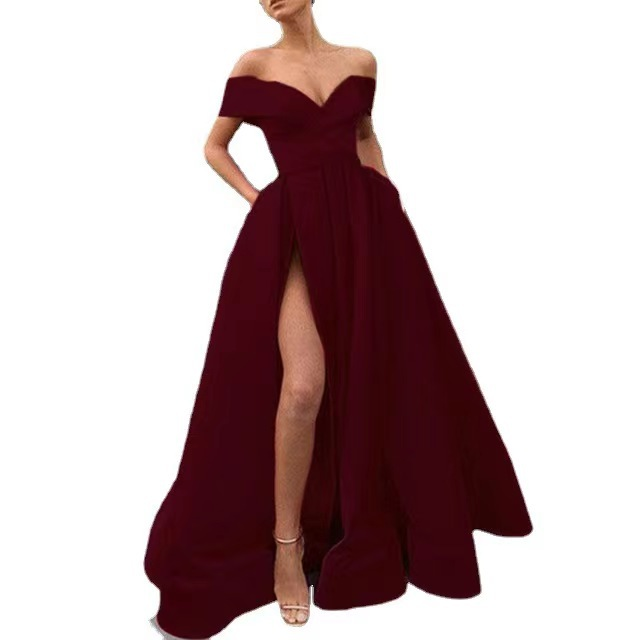 Women's deep V-neck ebay satin multi-color dress_voghion.com