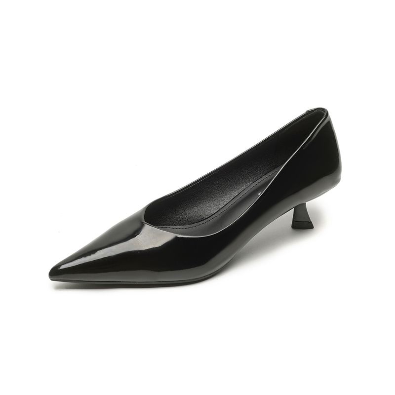 Schwarze Pendler-Arbeitsschuhe, leichter Mund, Stiletto-Einzelschuhe, weiche Sohle, Katzenabsatz, Temperament, High Heels für Damen_voghion.com