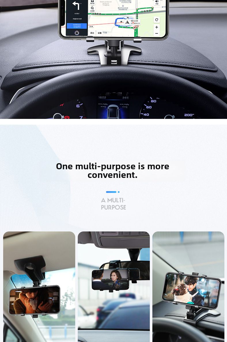 Grenzüberschreitende Auto-Handyhalterung Auto Multifunktions-Dreh-Auto-Armaturenbrett Rückspiegel Navigationshalterung Großhandel_voghion.com