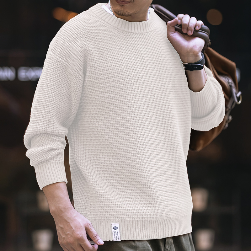 Blue Deer American Basic Strick Herbst/Winter Beige Loose Bottom Shirt mit Rundhalspullover für Herren_voghion.com