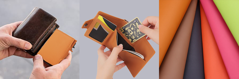 Dienqi carteira masculina de fibra de carbono, carteira pequena com três dobras em couro preto e mágico, bolsa pequena para dinheiro_voghion.com