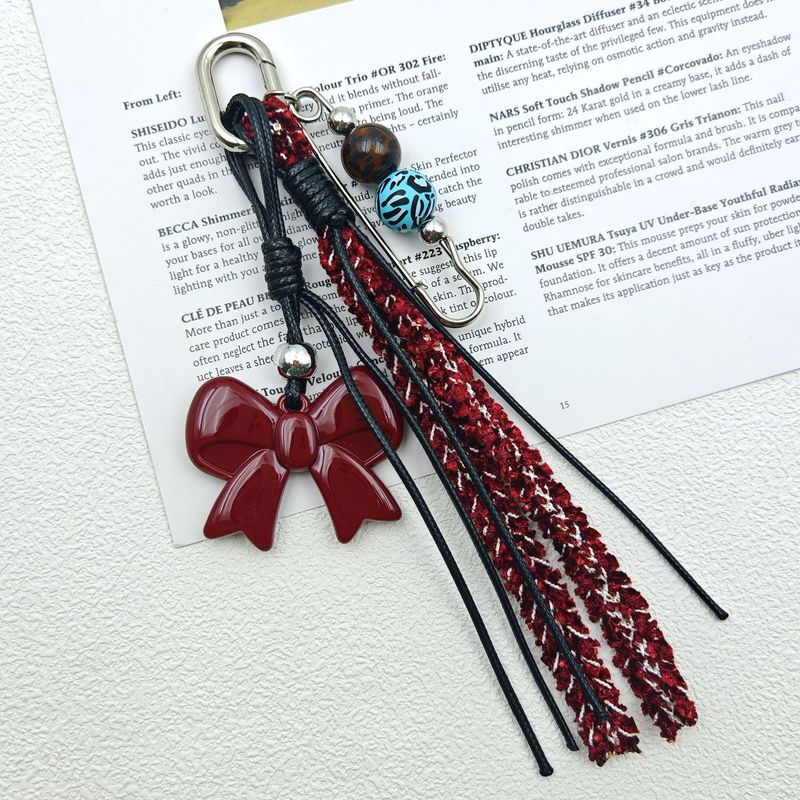 Red Bow Tie Bag Pendant, Braided Rope Keychain_voghion.com