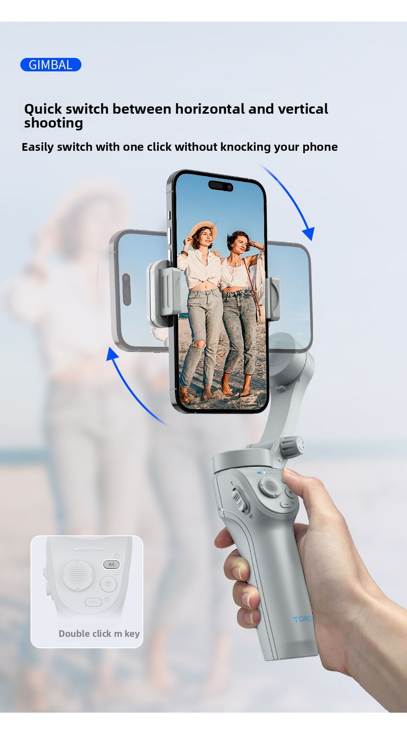 Trójosiowy stabilizator, stabilizator gimbala do telefonu komórkowego, uchwyt do śledzenia artefaktów AI Face Live Broadcast, stabilizator kija do selfie z funkcją antywstrząsową_voghion.com