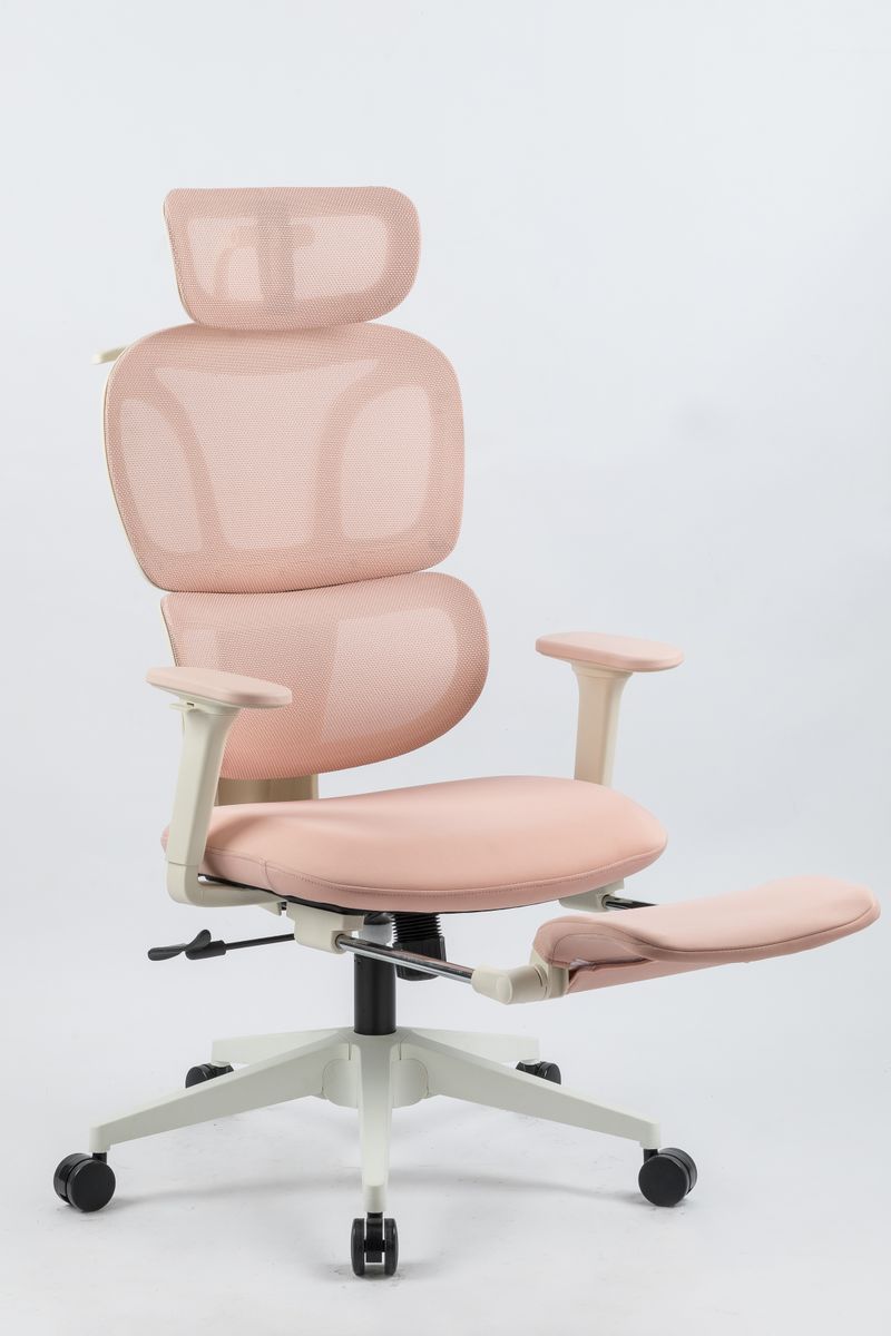 Ergonomic Office Chair With Footrest, High Back Computer Office Chair With Dynamic Lumbar Support, 2D Headrest, 2D Armrest, Sponge Seat, Mesh Home Office Desk Chair For Adults, Pink_voghion.com