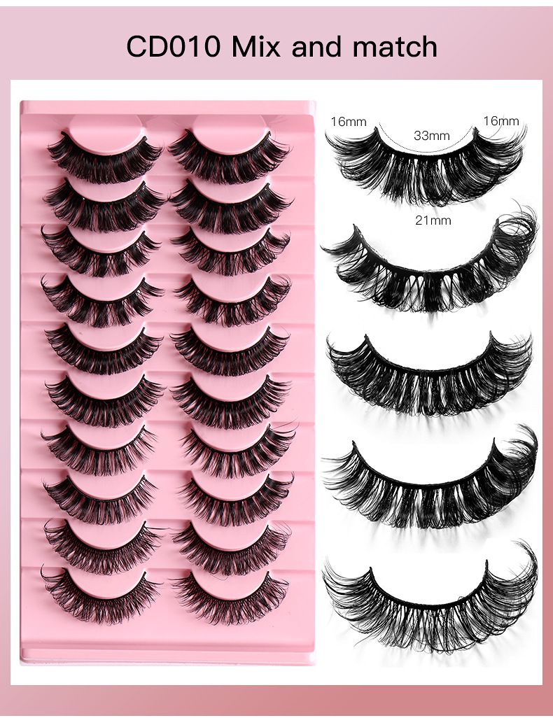 Künstliche Wimpern 10 Paar große Rolle Naturfaser Curl Wimpern dick natürlich_voghion.com