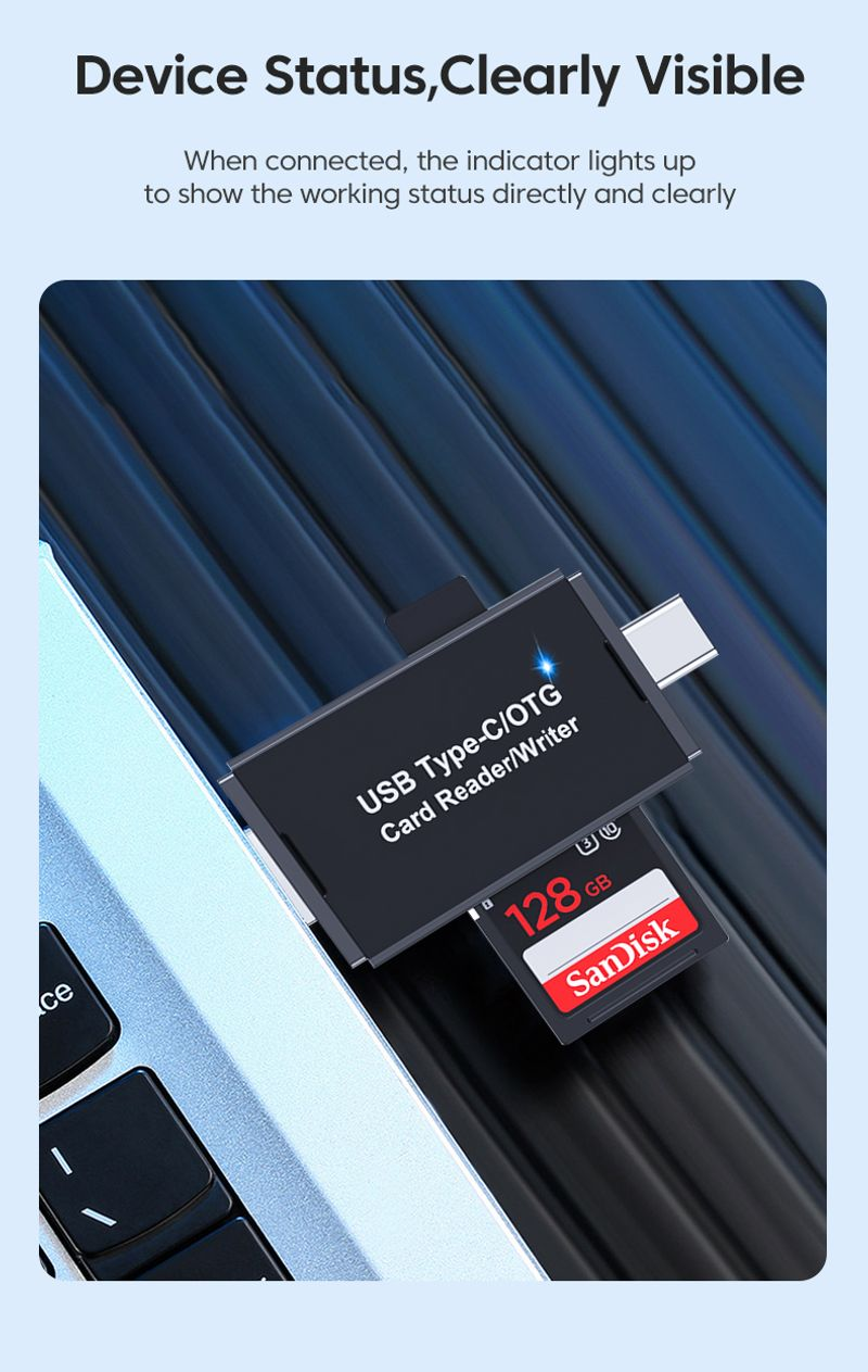 TF 2.0/3.0 - C típusú adapter PC-hez, laptopokhoz, USB, Micro SD, nagy sebességű, többfunkciós intelligens kártyához_voghion.com