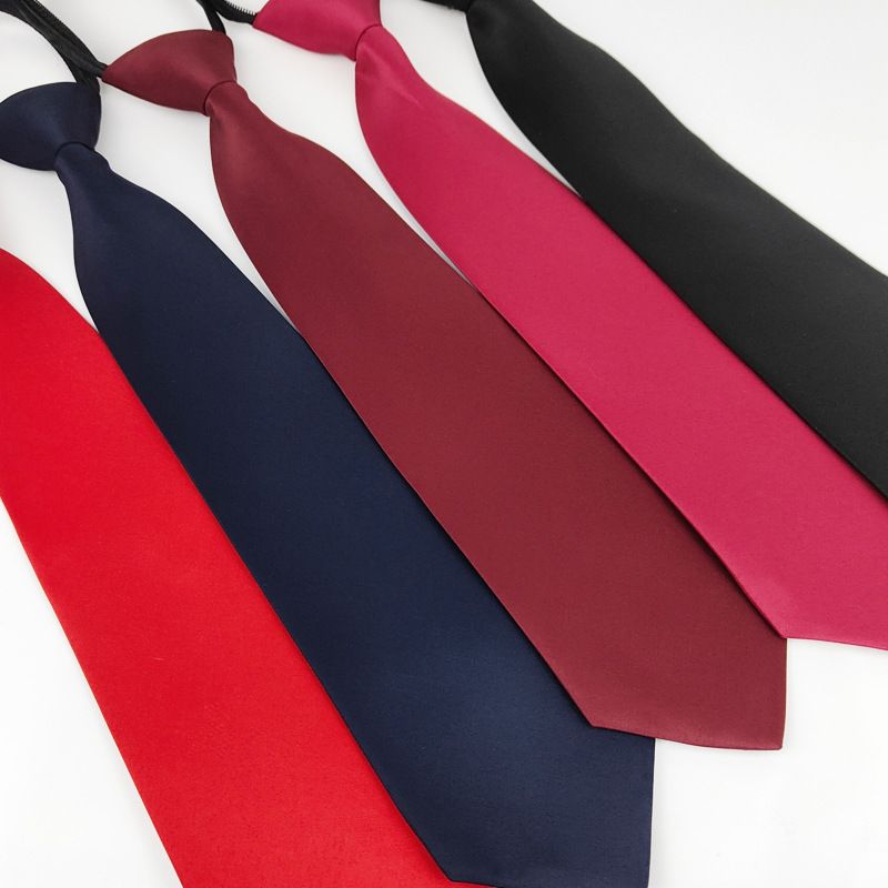 Men's And Women's 8CM Zipper Necktie No Knot Needed Matte Solid Color Easy Pull Business Formal Shirt Wedding_voghion.com