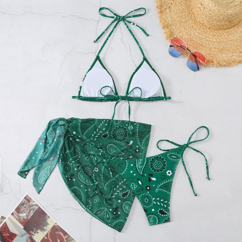 Meerkleurige driehoekige gaasrok voor dames, driepuntsbikini die meisjes moeten hebben_voghion.com