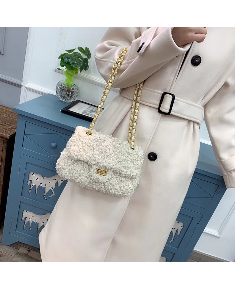 Borsa da donna nuova Maidu Borsa a tracolla in peluche nuova invernale Borsa da donna piccola in pelliccia profumata Tracolla a catena Borsa a tracolla singola in agnello_voghion.com