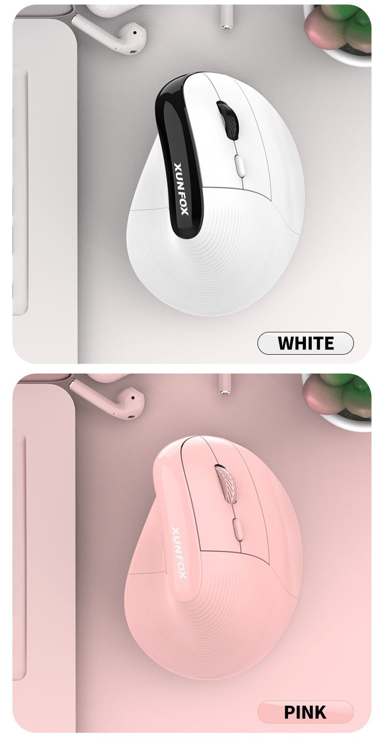 Silver Fox H5 Vertical Standing Mouse – Rechargeable, 2.4GHz Wireless & Bluetooth Dual-Mode For Business Office_voghion.com