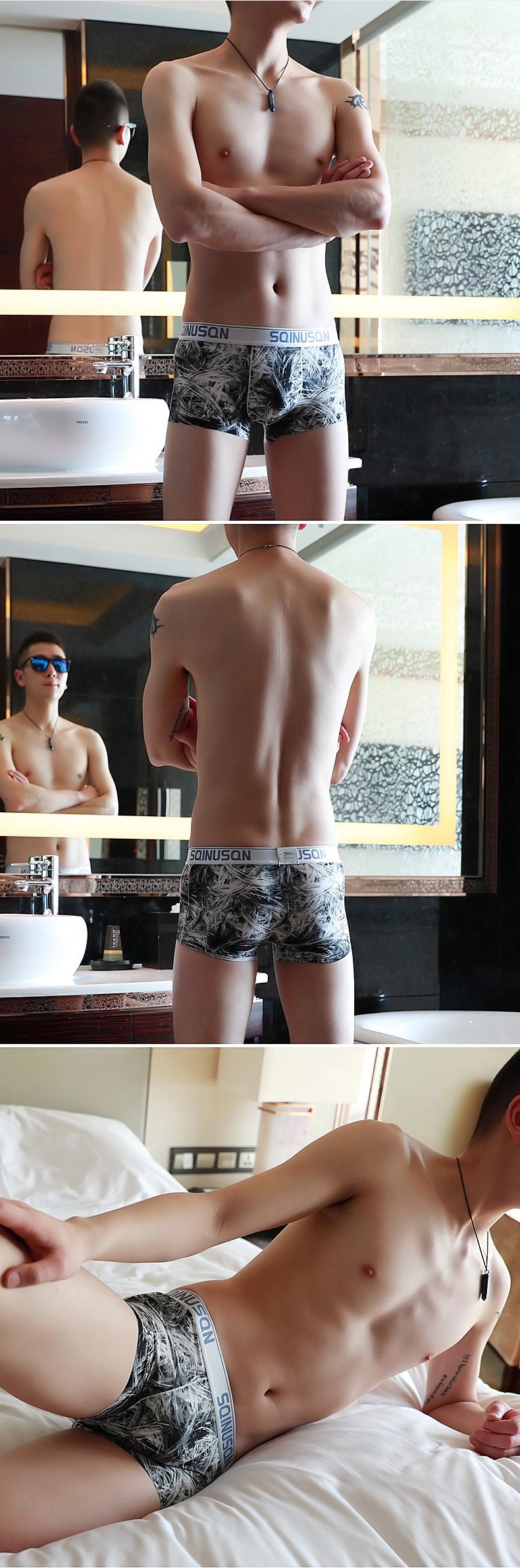 Herren-Boxershorts aus Eisseide – atmungsaktive, weiche und bequeme Unterwäsche mit stylischen Drucken, niedrige Leibhöhe, mehrere Größen und Farben_voghion.com