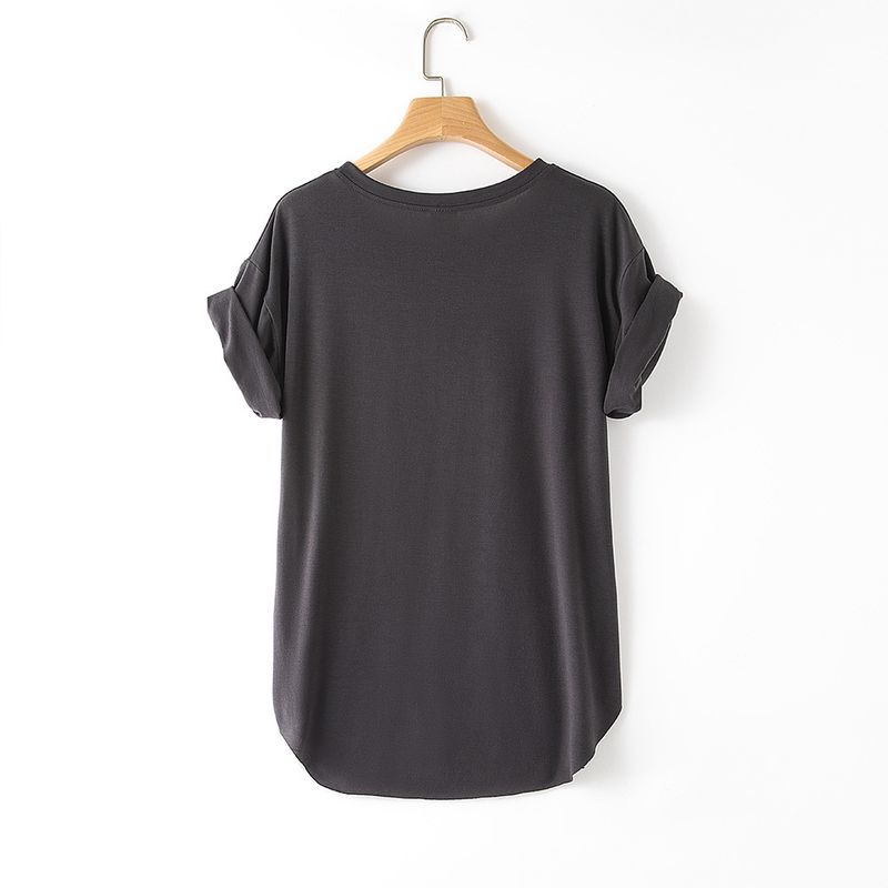 T-shirt retrò da donna a maniche corte stampata con lettera per bambini con luna sciolta_voghion.com