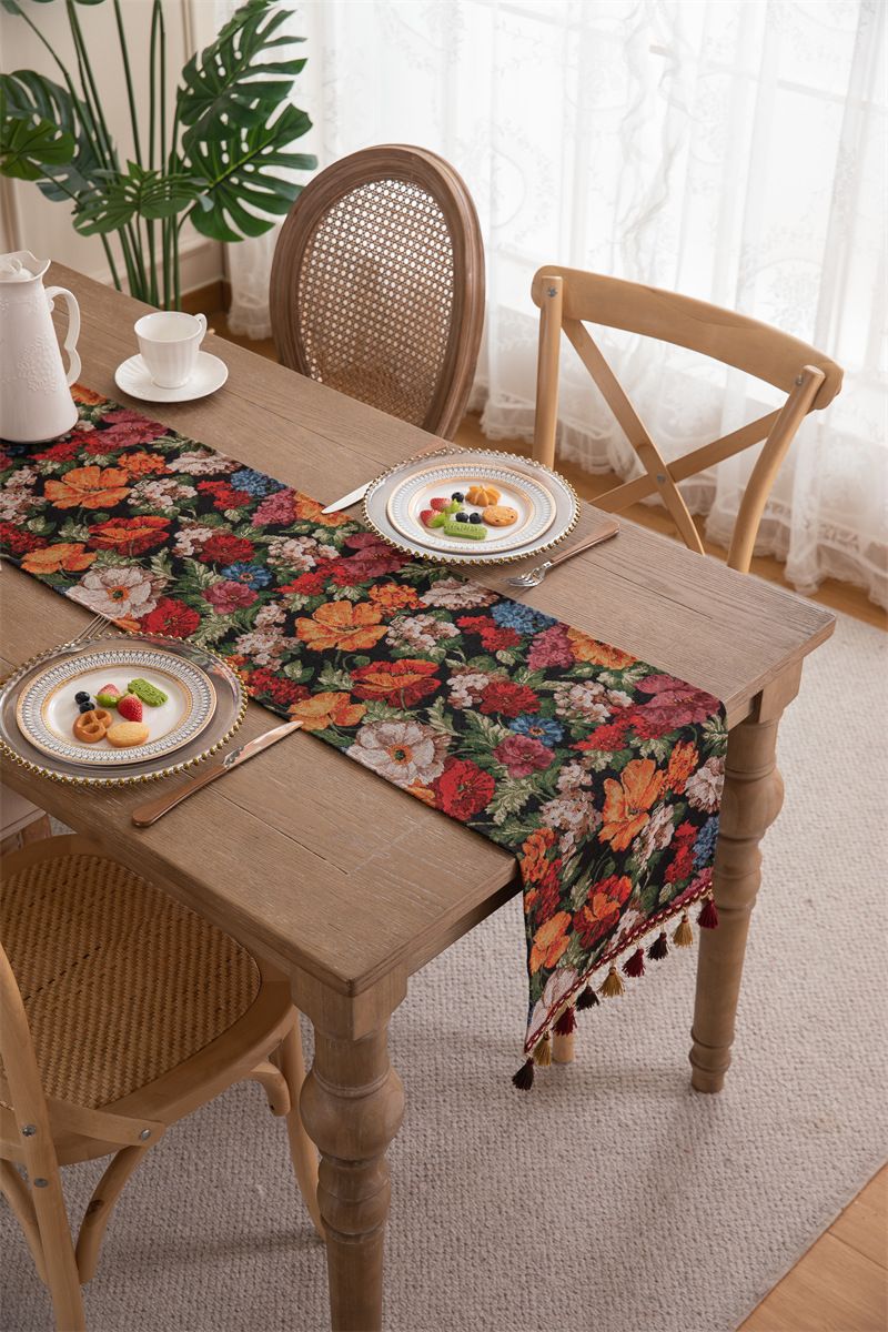 Nuovo copritavolo da caffè in stile americano con nappa in jacquard di poliestere, copriletto e copriletto_voghion.com