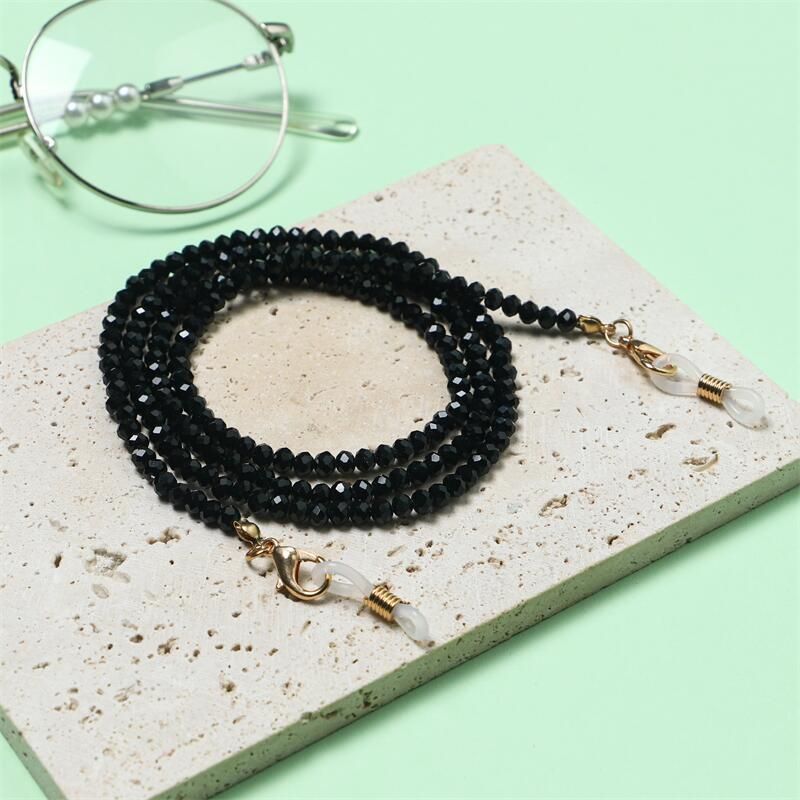 Multicolor Fashion Crystal Beaded Glasses Chain Mask_voghion.com