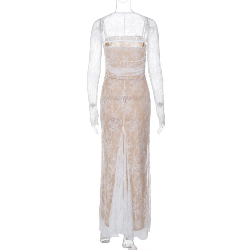 Women's Clothing Spring And Summer New Fashion Sexy Temperament Fishtail Palace Square Collar Lace Fashion Casual Suit_voghion.com