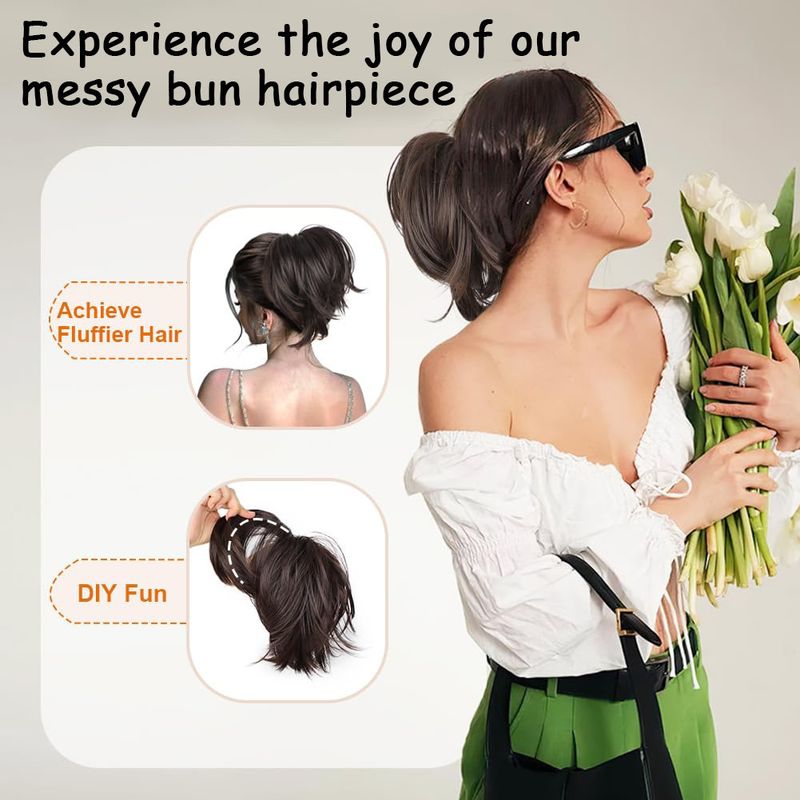 Parrucca con coda di cavallo corta e dritta con clip, filo ad alta temperatura, fascia per lo styling intercambiabile, parrucca soffice con coda di cavallo_voghion.com